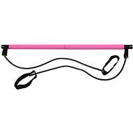Pilates Sticks posilňovacia tyč s gumou ružová - Tréningová pomôcka
