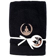 Schlaf gut 70 × 140 cm / Stickerei Yoga - Balance / Schwarz - Badetuch