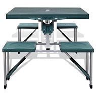 Folding camping set table and 4 chairs, aluminium, extra light, green - Camping Set