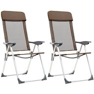 Folding camping chairs 2 pcs brown aluminium - Camping Chair