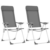 Folding camping chairs 2 pcs grey aluminium - Camping Chair