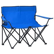 2-person folding camping chair steel and textile blue - Camping Armchair