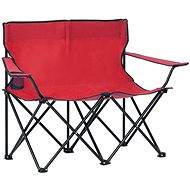 2-person folding camping chair steel and textile red - Camping Armchair
