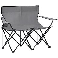 2-person folding camping seat steel and textile grey - Camping Armchair