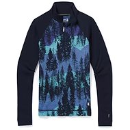 Smartwool W Merino 250 Baselayer Pattern 1/4 Zip, Deep Navy Forest Scape, L - Turtleneck