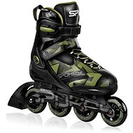 Spokey Makan, black-khaki green, size 32-35 EU / 190-220 mm - Roller Skates