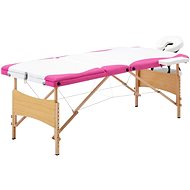 Shumee Folding massage table 3 zones wooden white and pink - Massage Table