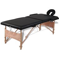 Shumee Black Folding Massage Table with 2 Zones and Wooden Frame - Massage Table