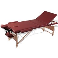 Shumee Red Folding Massage Table with 3 Zones and Wooden Frame - Massage Table