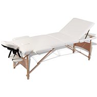 Shumee Cream White Folding Massage Table with 3 Zones and Wooden Frame - Massage Table