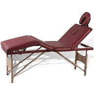 Shumee Red Folding Massage Table with 4 Zones and Wooden Frame - Massage Table
