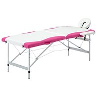 Shumee Folding massage table with 2 zones aluminium white and pink - Massage Table