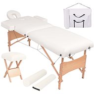 Shumee Folding massage table 2 zones and stool thickness 10 cm white - Massage Table