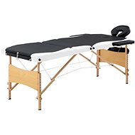 Shumee Folding massage table 3 zones wooden black and white - Massage Table
