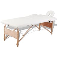 Shumee Cream White Folding Massage Table with 2 Zones and Wooden Frame - Massage Table