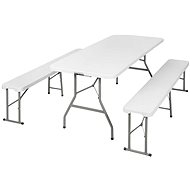 Tectake Folding camping table and bench, white - Camping Set