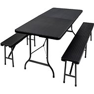 Folding camping set 2 benches and table brown - Camping Set