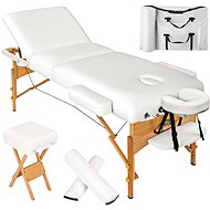 Folding wooden massage lounger 3 zones with rolls white - Massage Table