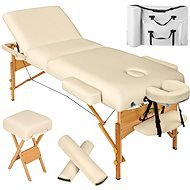 Skládací masážní lehátko dřevěné 3 zóny s rolemi béžové - Massage Table