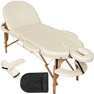 Skladacie masážne ležadlo drevené oválne béžové - Masážny stôl