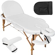 Folding wooden massage lounger oval white - Massage Table