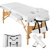 Folding wooden massage lounger 2 zones white - Massage Table