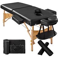Skládací masážní lehátko dřevěné 2 zóny černé - Massage Table
