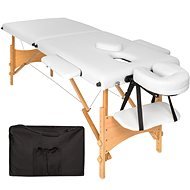 Skládací dřevěné masážní lehátko 2 zóny bílé - Massage Table