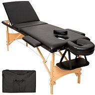 Skládací dřevěné masážní lehátko 3 zóny černé - Massage Table