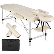 Massage couch with upholstery 2 zones, rollers and aluminium frame beige - Massage Table