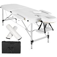 Massage lounger with upholstery 2 zones, rollers and aluminium frame white - Massage Table