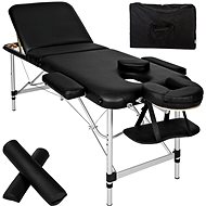 Folding massage lounger with bag and wheels 3 zones black - Massage Table