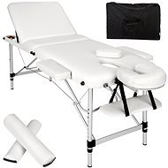 Skládací masážní lehátko s taškou a kolečky 3 zóny bílé - Massage Table