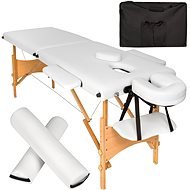 Masážne ležadlo Freddi 2 zóny s kolieskami a dreveným rámom biele - Masážny stôl