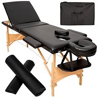 Daniel 3 zone massage couch with wheels and wooden frame black - Massage Table