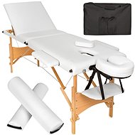 Daniel 3 zone massage couch with wheels and wooden frame white - Massage Table