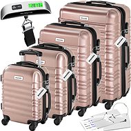 Tectake Mila travel hard cases with luggage weight - set of 4 - pink - gold - Case Set