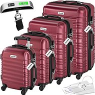 Tectake Mila travel hard cases with luggage weight - set of 4 - burgundy - Case Set