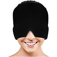 Cooling compression 360° gel face mask against migraine and fatigue, black - Cooling compress