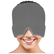 Cooling compression 360° gel face mask against migraine and fatigue, grey - Cooling compress