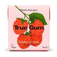TRUE GUM žvýkačky bez cukru 21g s příchutí maliny a vanilky - Doplnok stravy