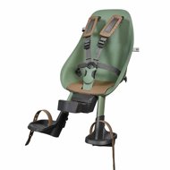 Urban Iki Front Bike Seat with Clamp Adapter Icho Green/Kurumi Brown - Children's Bike Seat