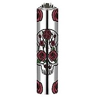 Flamagas S. A. Clipper MetalC. Mexican Skulls, silver skull pattern 2 - Lighter