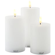 Sirius LED candle set Sille 3pcs, o7,5x10/12,5/15 cm, white - LED Candle