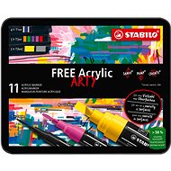 STABILO FREE Acrylic base set - pack of 11 colours - with 3 different tips 4x T100, 5x T300, 2x T800 - Markers