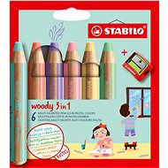 STABILO woody 3 in 1, 6 colours with sharpener - Coloured Pencils