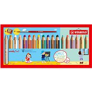 STABILO woody 3 in 1, 18 colours with pencil sharpener and brush - Coloured Pencils