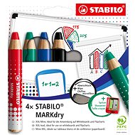 STABILO MARKdry - 4 pcs set with sharpener and cloth - 4 different colours - Markers