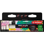 STABILO FREE Acrylic, white - set of 3 with different tips (T100, T300, T800C) - Markers
