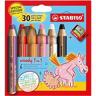 STABILO woody 3 in 1 Anniversary Edition Unicorn - 6 pcs with sharpener - Coloured Pencils